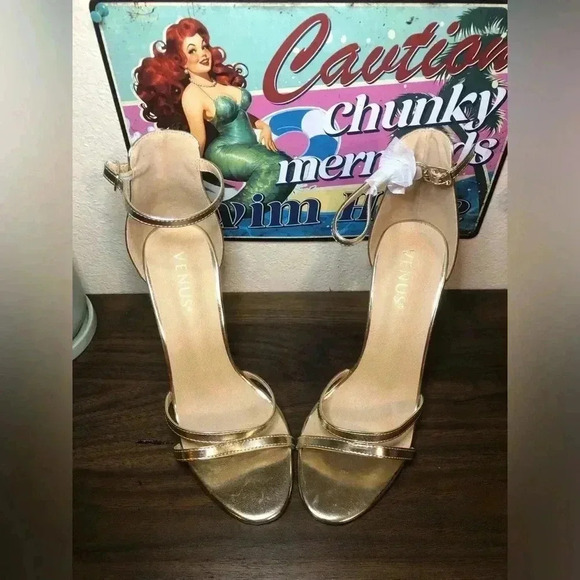 VENUS Strappy Gold Heels - Picture 5 of 13